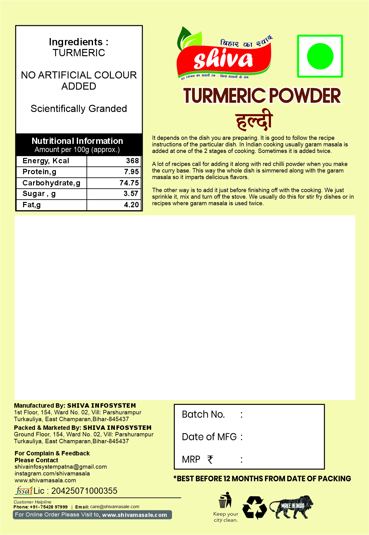 Turmeric Powder 100gm. - Image 3